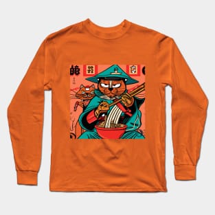 Samurai Cat with Sidekick Long Sleeve T-Shirt